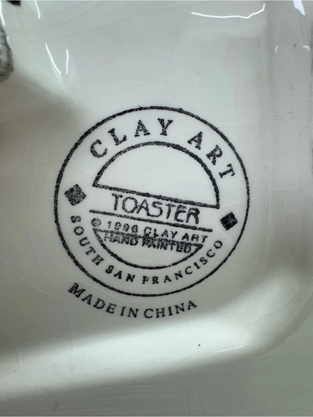 Vintage Clay Art Smiling Toaster Cookie Jar.